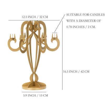 AIM & GGKK 7 Arm Gold Metal Candelabra Candle Holders – Elegant Taper Candle Holders, Classic Candlestick Holder, Decorative Candelabra Centerpiece for Table & Home Decor
