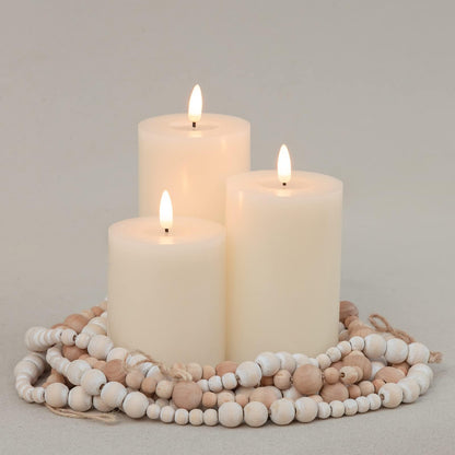 ANGELLOONG Flickering Flameless Candles with Remote, Real Wax Battery Operated Candles with Timer, Fake LED Pillar Candles for Wedding Holiday Farmhouse Home Decor, Ivory