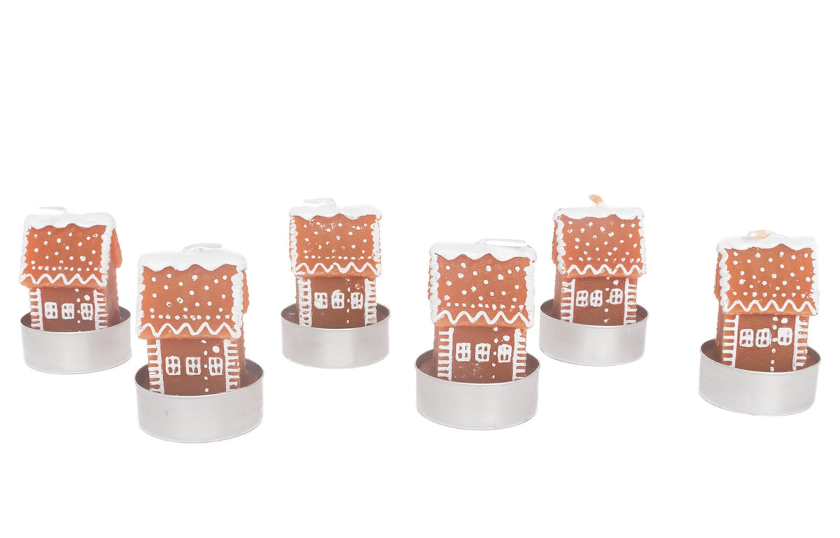 Boston International Christmas Boxed Tealight Candles Winter Holiday Decorations, Set of 6, Gingerbread