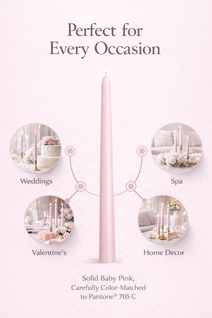 Pink Taper Candles 10'' Baby Pink Blush Candle Sticks Set of 4 | Delightful Scented Natural Soy Wax Candlesticks for Home Decorations,Wedding Upgraded Damage-Proof Gift Box