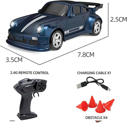 Mini Desktop RC Drift Car 1:64 Scale 4WD High-Speed 2.4Ghz Remote Control Racing Sports Car with LED Lights for Adults Hobbyists
