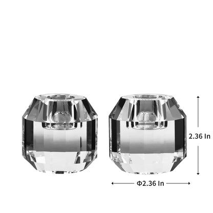 kitCom Crystal Candle Holders Set of 2, 2.36" Crystal Candlestick Holders, Crystal Taper Candle Holders for Table Wedding Housewarming Gifts Deco