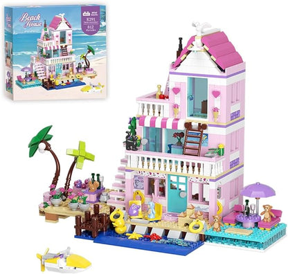 MindBox Girls Seaside Villa Building Blocks812pcs Beach House Building Toys for Kids Age 8+Mini Brick