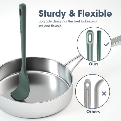 ChefAide 4 Pieces Silicone Spatula Set, Food Grade Rubber Spatula, Upgrade Strong Handle with Ergonomic Grip, Heat Resistant for Nonstick Cookware, Cooking