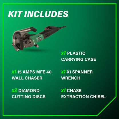 Metabo HPT MFE 40 Wall Chaser For Concrete, 5-Inch Cutting Disc, 15 Amps, High-Power Drive System, Tacho-Constamatic Electronics, Dust Protection, Torque Limiting Clutch, Made in Germany, 646040620