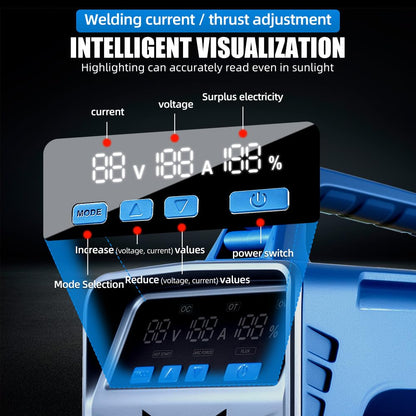 Cordless Welder Battery Powered Welding Machine With 2 Batteries, Portable MMA DC Welder Machine With LED Display Inverter Stick Welder(Blue)