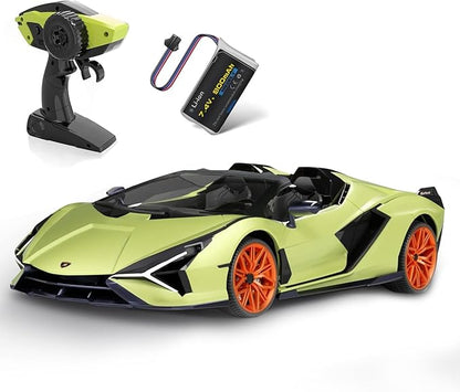 MIEBELY Lamborghini Remote Control Car 1:12 Scale Lambo Rc Cars 7.4V 900mAh Officially Licensed 12Km/h Fast Toy Car with Led Light 2.4Ghz Model Car for Adults Boys Girls Birthday Ideas Gift - Green