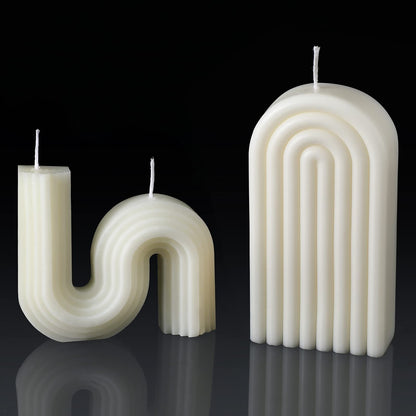 Roowest 2 Pieces Aesthetic Candles Twist Shaped Candle Trendy Taper Candles Minimalist Geometric Soy Wax Scented Art Decoration for Birthday Wedding Decor