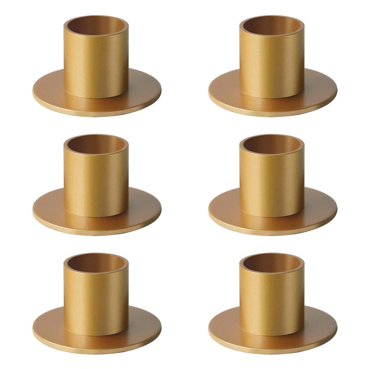 kehail Metal Taper Candle Holders Set - 2"×1" Elegant Candlestick Centerpieces for Table Decor, Wedding, Anniversary, Dinner Party (6, Gold)