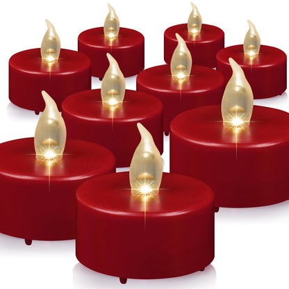 Battery Operated Tea Lights Candles: Flameless Flickering LED Electric Fake Candles Bulk, 100Pack Powered Votive Tealights, Long Lasting 200H+ Bright Red Lamp for Seasonal and Festive Decoration