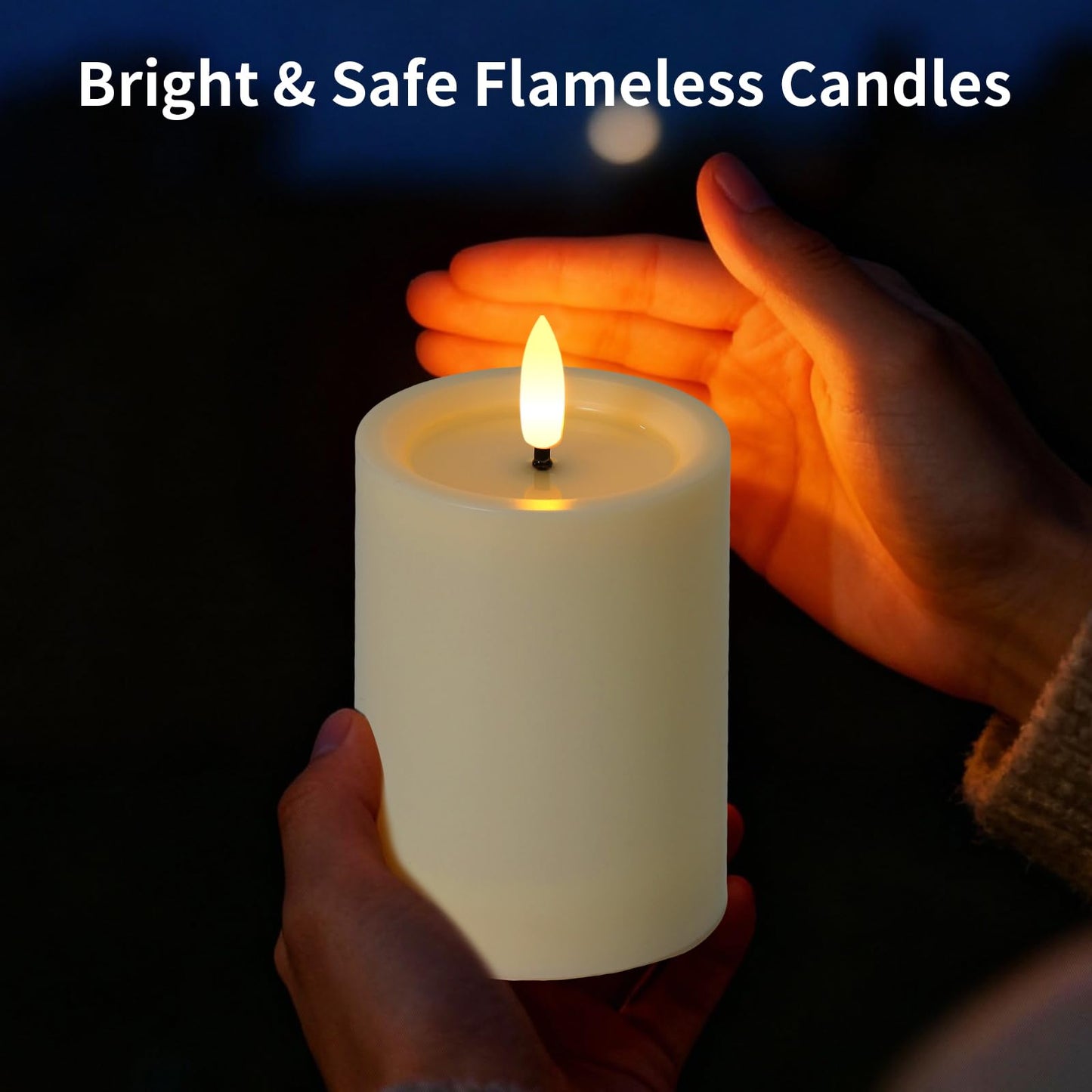 Outdoor Candles with Timer Waterproof, 3PCS 3" x4" 5" 6" Flameless Candles with Remote Battery Operated Candles, Realistic Flame Effect LED Pillar Candles for Fireplace Christmas Patio Centerpieces