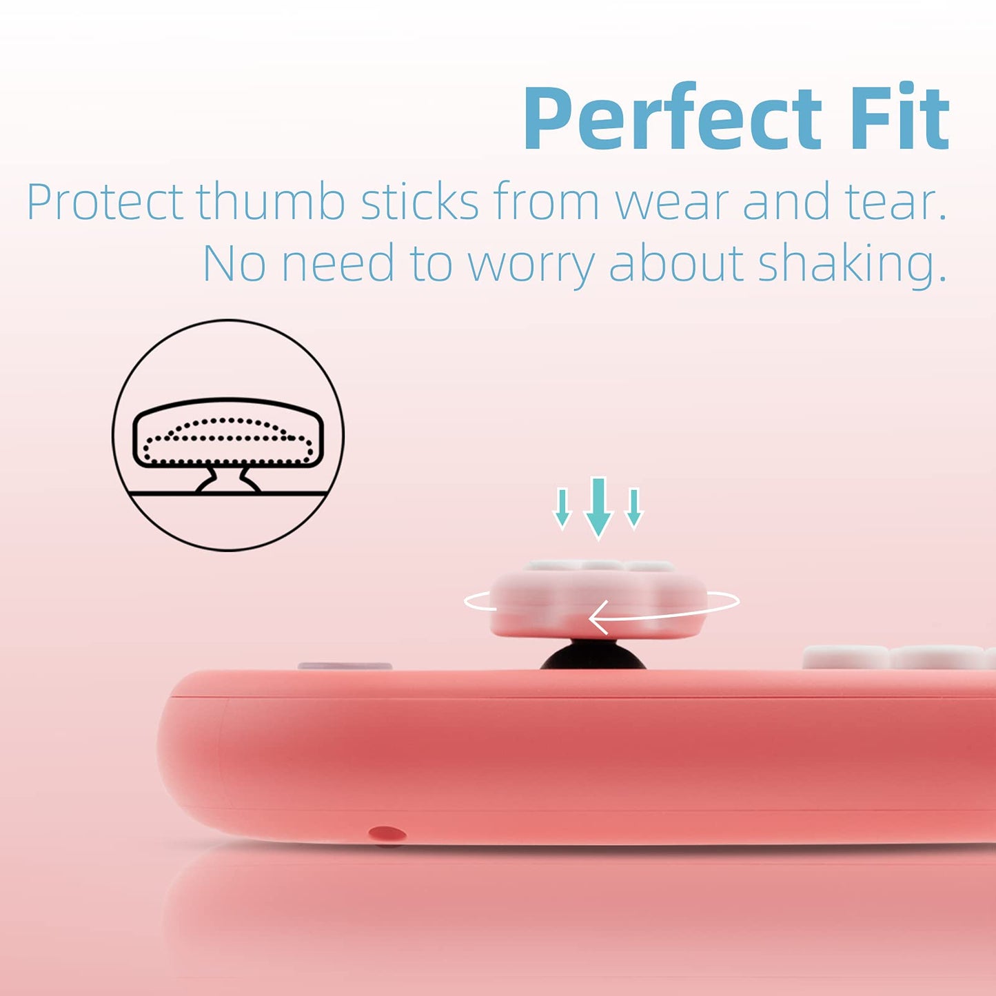 GeekShare Cat Paw Shape Thumb Grip Caps,Soft Silicone Joystick Cover Compatible with Switch/OLED/Switch Lite,4PCS (Glitter)