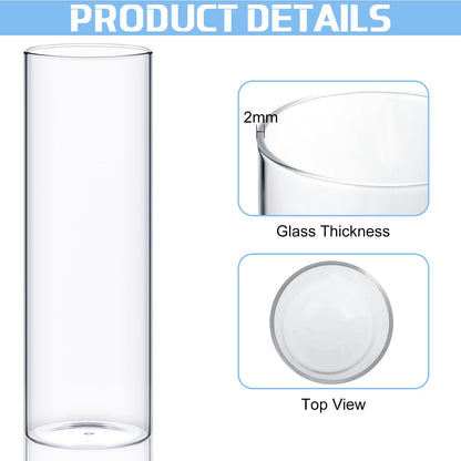 Didaey 48 Pcs Thin Cylinder Vases Set for Centerpieces 2.5'' Diameter 2mm Thickness Clear Glass Vase Hurricane Floating Candle Holder for Wedding Table Decoration (2.5'' X 5'',6'',8'')
