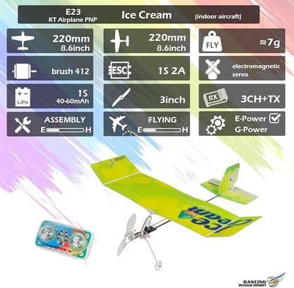 Upgrade E23 ICE Cream Foam Airplane Model 220mm Wingspan 2.4GHz 3CH PP Foam Mini Indoor RC Airplane RTF