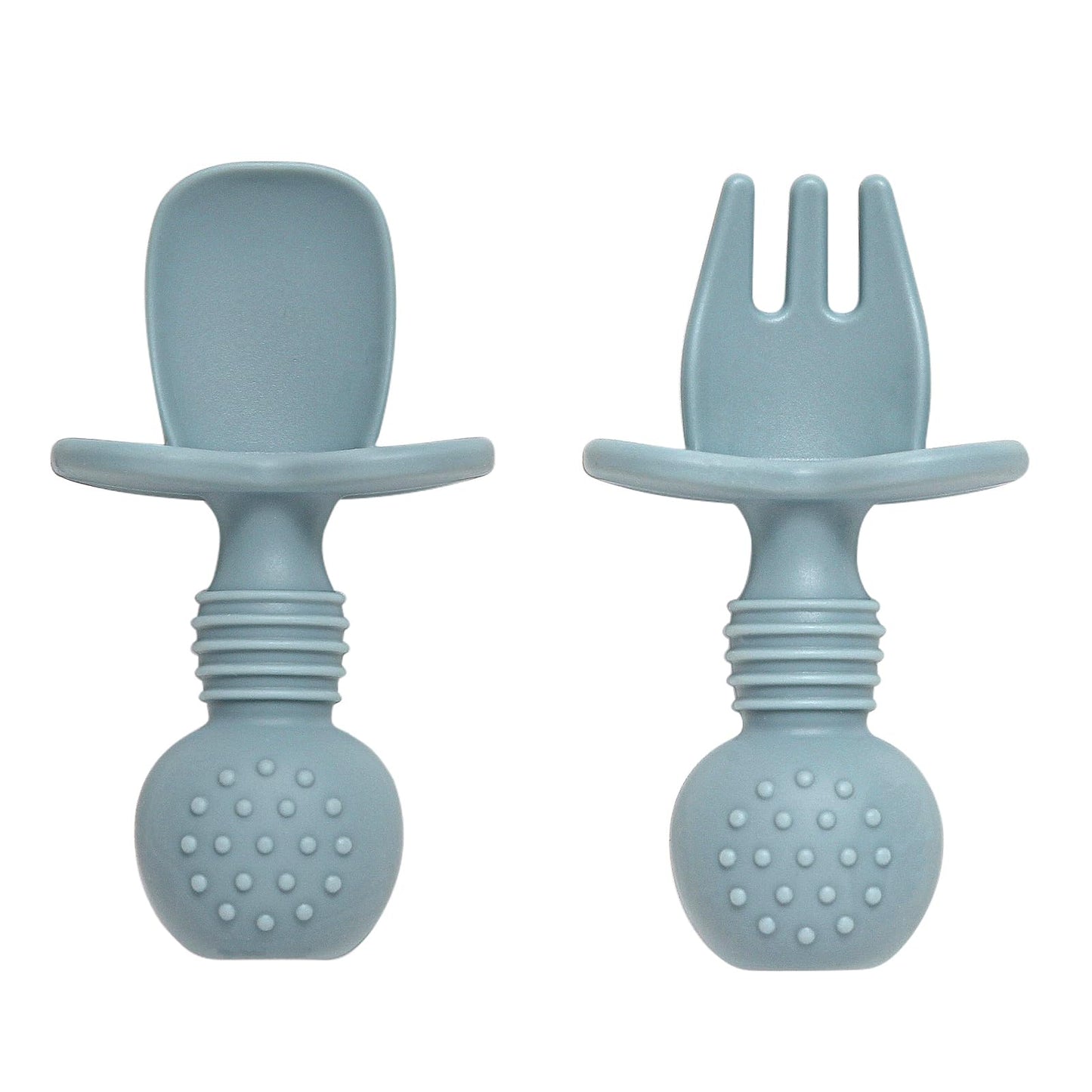 Eascrozn Baby Spoons and Forks Feeding Set, 6 Pack Silicone First Stage Self Feeding Toddler Utensils, BPA Free, Baby Led Weaning Supplies for Training Spoons