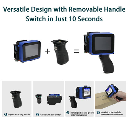 Phezer Mini Handheld Inkjet Printer PC11 for Flat and Curved Surface, with Touch Screen and Quick-Drying Ink Cartridge, Portable Pocket Marking Device for Label/Date/Barcode/Logo/Qrcode/Batch Number