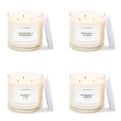 Calyan Wax Co. Everyday 3 Wick Scented Candle Gift Set - 4 Luxury Scented Candles - 43 Hour Burn - 3 Wick Clean Soy Wax Candles - Long Lasting Large Glass Jar Candle for Home - 14.9oz