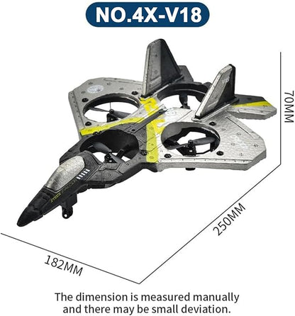 V17 Remote Control Airplane RC Planes RC Fighter Jet Toy for Kids Adults 8-16 Remote Control Planes with LED Light 2 Batteries 360° Stunt Spin Durable Foam Gifts for Boys (Grey + 2 Batteries)