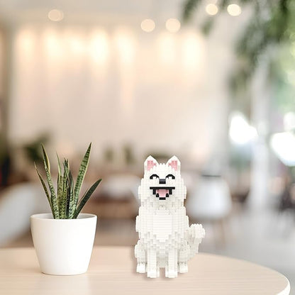 Larcele Micro Building Blocks Set DIY Mini Building Toy Bricks for Age Over 12 Years 991 Pieces KLJM-02 (Samoyed Dog)