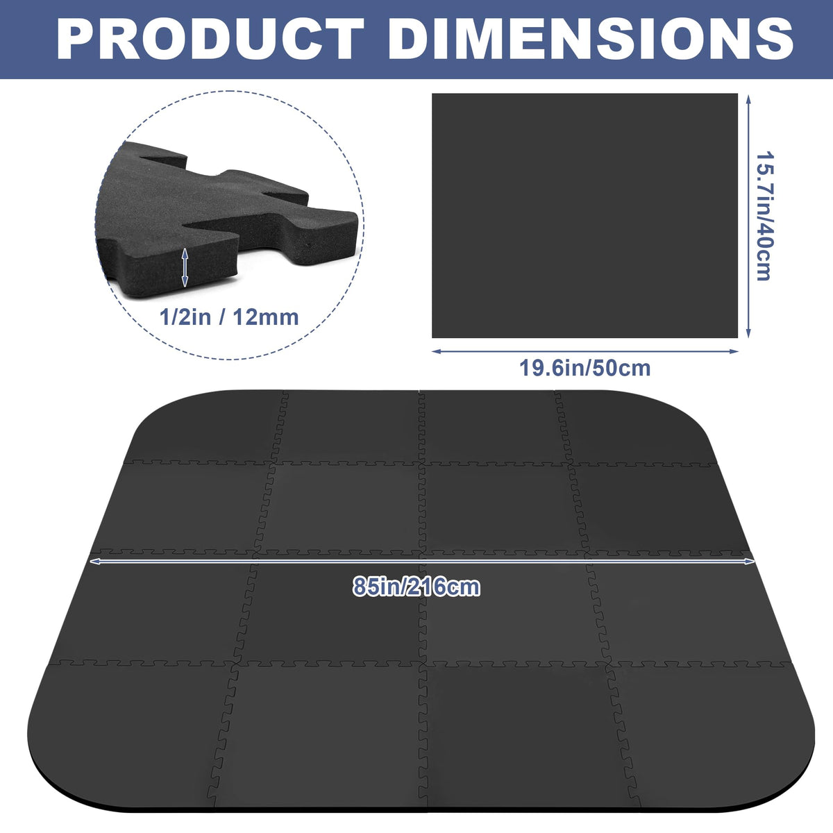 GOOFCXO 85 Inch Hot Tub Mat & Pad for Inflatable Tubs, 1/2" Extra Thick Hot Tub Pad Foundation Non-Slip EVA Foam Padding for Outdoor Hot Tubs Pool Spa Pad Game Camping Mat, Easy Clean