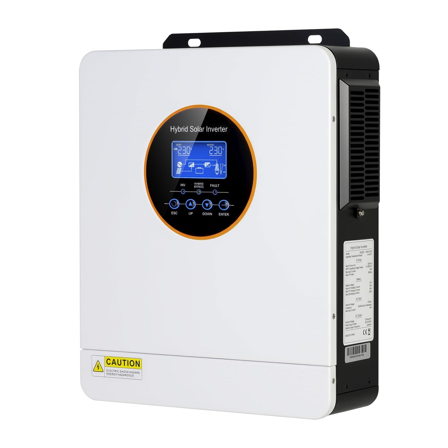 AuraSolar Hybrid Solar Inverter, 3000W 24V DC to 120V AC Pure Sine Wave Power Inverter, 80A MPPT Solar Charge Controller, for Off-Grid Home RV, Supports Battery-Less or Lead Acid/Lithium Battery