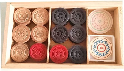AnNafi® Wooden Carrom Coins Carrom Coin Made of Wood | Complete Set of 24 Attractive Carrom Board Coins + 1 Premium Striker | Carrom Board Coins Set | Can be Used for Checkers (Wooden Coins) Clubs