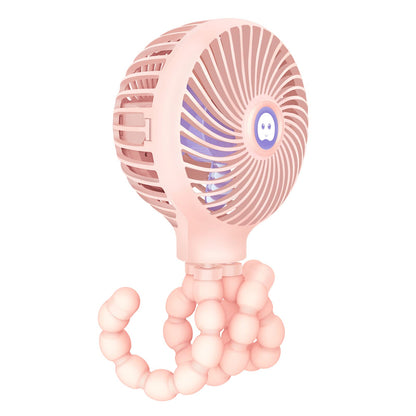 TRELC Mini Stroller Fan, 19H Ultra-long Battery Life, Personal Handheld Clip on Portable Rechargeable Fan with Flexible Tripod, Gift for Children Baby Office Room Car Travel BBQ Gym (Pink)