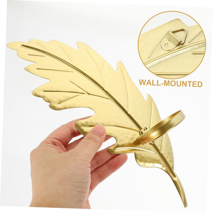 2Pcs Leaf Shaped Wall Candle Holder Iron Wall Sconce for Living Bedroom and Hallway Decoration Elegant Design for Taper and Tealight Candles