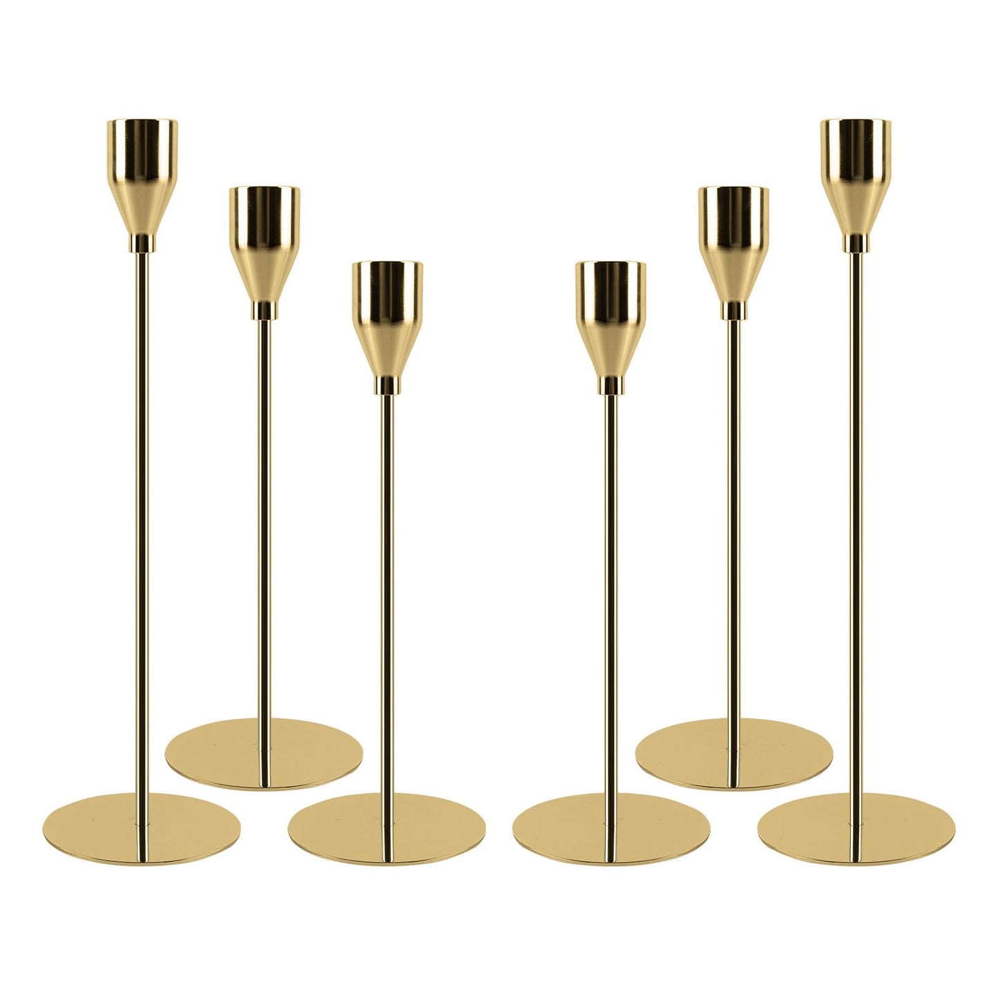 AUMAYCO Gold Candle Holders Set of 6, Metal Taper Candle Holders, Tall Gold Candlestick Holders, Fits 2.2cm Thick Candle&Led Candles, for Table Centerpiece, Mantels, Weddings, Dining, Party