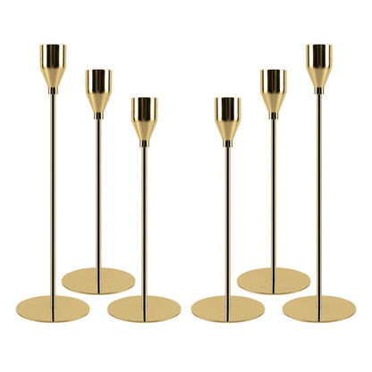 AUMAYCO Gold Candle Holders Set of 6, Metal Taper Candle Holders, Tall Gold Candlestick Holders, Fits 2.2cm Thick Candle&Led Candles, for Table Centerpiece, Mantels, Weddings, Dining, Party