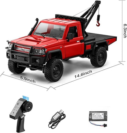1/12 RC Crane Truck MN-82T LC79 RTR RC Crawler 4WD Off-Road Tow Car RTR 2.4GHz RC Pick-up Trail Truck for Adults Hobby Toys (Red)