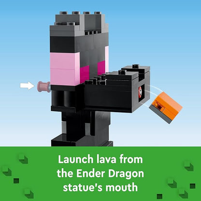 LEGO Minecraft The End Arena 21242 Player-vs-Player Battle Playset with Lava Ender Dragon and Enderman Figures Action Toys for Kids 8 Plus Years Old