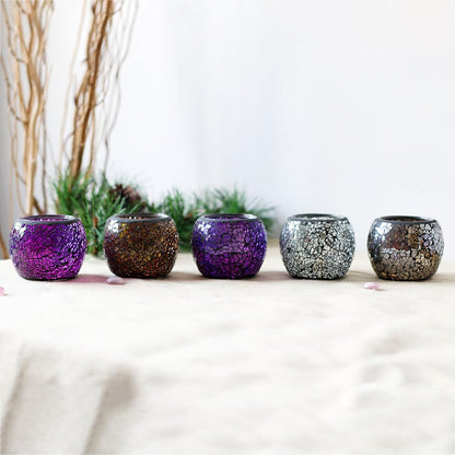 Mosaic Glass Votive Candle Holder, Handmade Tea Light Holder Romantic Candlestick for Vase Pen Holder Romantic Valentine Centerpiece Candle Holder Wedding Party Table Decorations (Pink)
