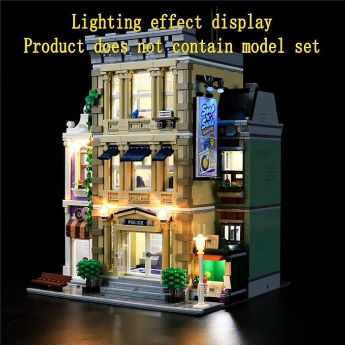 LED Light Kit Compatible with Lego Police Station - Lighting Set for Creator 10278 Building Model (Model Set Not Included)