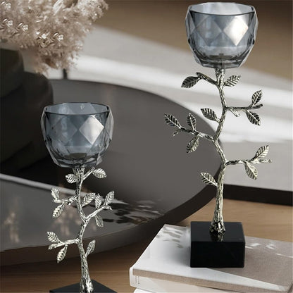 Candlesticks Light Luxury Glass Candlestick Ornaments Home High-end Living Room Desktop Aromatherapy Decorative Candle Holder Decorative Candlestick(Small)