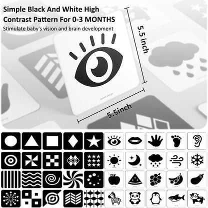 beiens High Contrast Baby Flashcards, Black White Color Newborn Brain Development Toys, Visual Stimulation Learning Activity Cards, Educational Infants Gift (Black & White(for 0-3 Months))