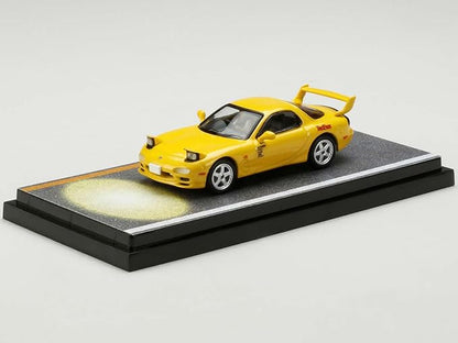 RX-7 (FD3S) RHD (Right Hand Drive) Yellow RedSuns with Keisuke Takahashi Driver Figure (Version 2) Initial D (1995-2013) Manga 1/64 Diecast Model Car by Hobby Japan HJ645007DA