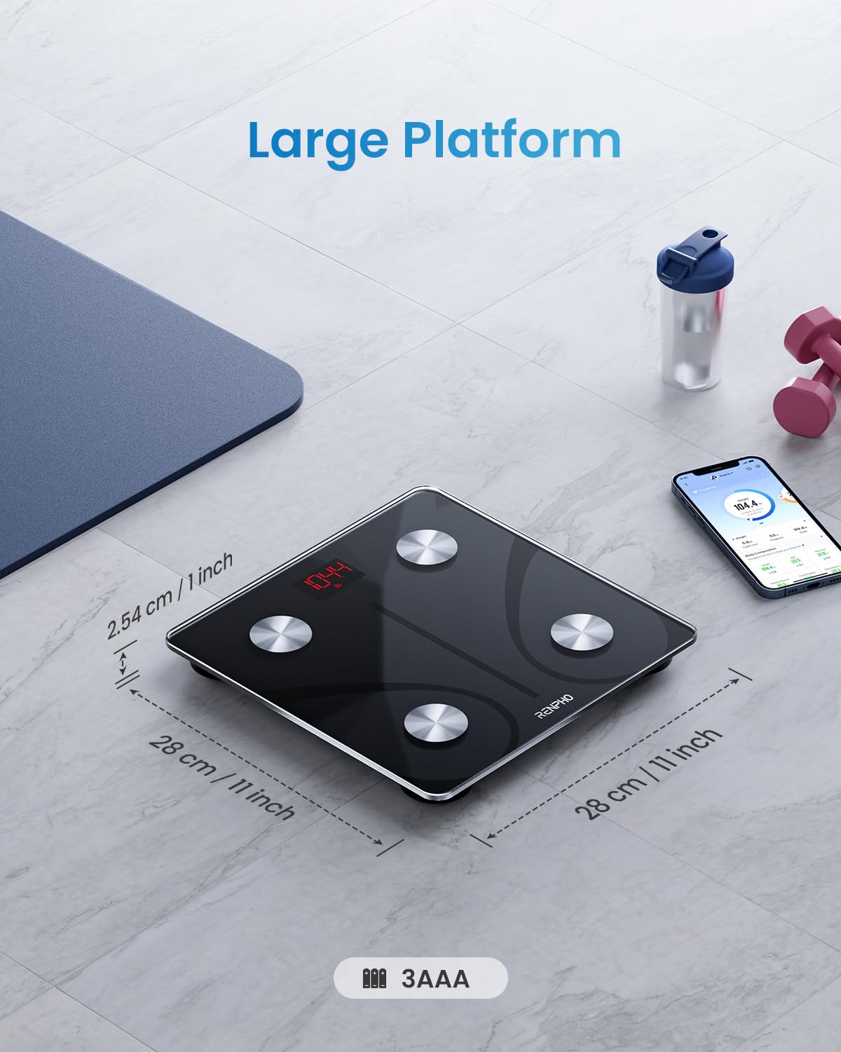 RENPHO Smart Scale for Body Weight, Digital Bathroom Scale BMI Weighing Bluetooth Body Fat Scale, Body Composition Monitor Health Analyzer with Smartphone App, 400 lbs - Elis 1