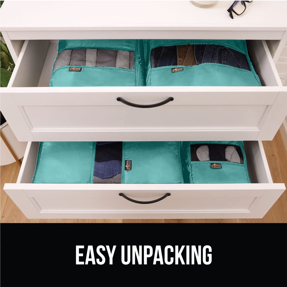GORILLA GRIP Packing Cubes, Travel Essentials for Suitcase, Mesh Organizer Bags for Clothes Toiletries Shoes and Laundry, Luggage and Carry On Airplane Accessories, Traveling Must Have 3 Set Turquoise