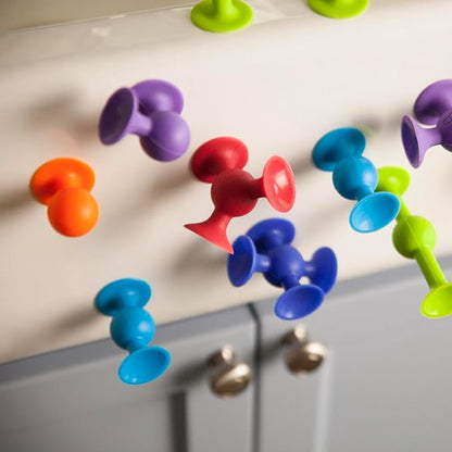 Fat Brain Toys Squigz Deluxe Set - 50-Piece Suction Construction Toys Suction Bath Toys Sensory Toys for Kids 3 and Up