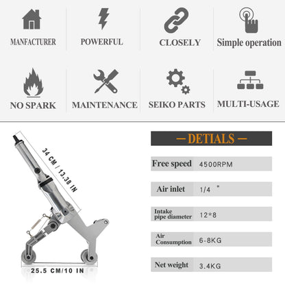 Professional Round Tubing Pipe Sander, Metal Air Pipeline Polishing Machine, Pneumatic Steel Pipe Grinder, Variable Speeds with 8PCS Sanding Belts for Burnishing Finishing Rust Removal