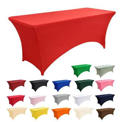 ZarzaaSik 10-Pack 6ft Red Spandex Table Covers for Rectangle Standard Folding Tables - Wrinkle Resistant Stretch Tablecloths - Ultimate Fitted Table Protector for Parties, Banquet, Wedding