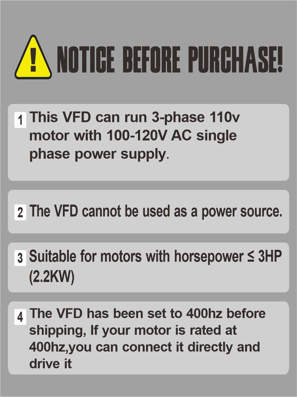 HY HUANYANG VFD Converter,Variable Frequency Drive,110v Single Phase Input to 110v Three Phase Output (for power ≤3HP three-Phase Motor/Spindle) 0-400hz Speed Rotation (HY Series-110v 2.2kW 3HP Model)
