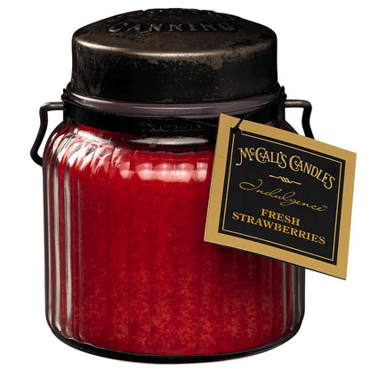 McCall’s Candles | Fresh Strawberries | 18 oz Scented Candle | Indulgence Collection | USA-Poured | Double Wick | Grooved Jar with Carrying Handle | Light & Juicy Farmstand Fragrance