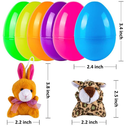 Sofier Plastic Easter Eggs with Animal Toys 12pcs Filled Easter Eggs 3.4" Easter Basket Stuffers Easter Egg Fillers Kids Classroom Gift Exchange Party Favors