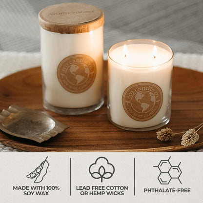 ECO CANDLE CO. Recycled Candle, Goddess, 18 oz. Double Wick - Scents of Patchouli, Jasmine, Sandalwood, Cinnamon, Vetiver, & Musk - 100% Soy Wax, Hand Poured, Phthalate Free, Midwest Soybeans