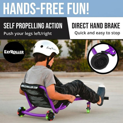 EzyRoller Classic with LED Wheels Ride On Toy for Kids, Ages 3-12, Up to 154 lbs - Purple
