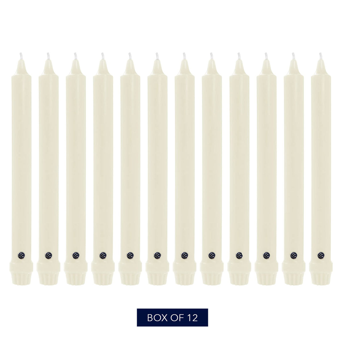 Colonial Candle Unscented Taper Candle, Classic Collection, Ivory, 10 In, Pack of 12 - Up to 8 Hours Burn