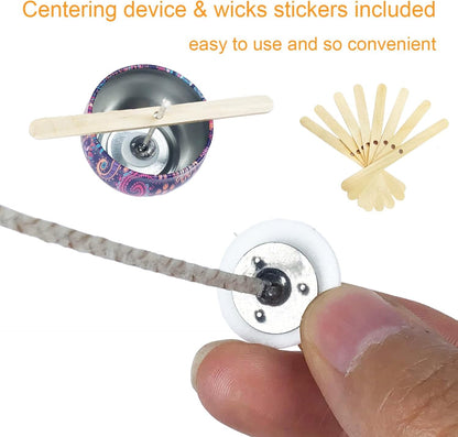 200 pcs 6" ECO Candle Wicks for Candle Making Coated with Natural Soy Wax, Low Smoke Cotton Threads Woven with Paper with 20 pcs Candles Wicks Stickers & Wicks Centering Device