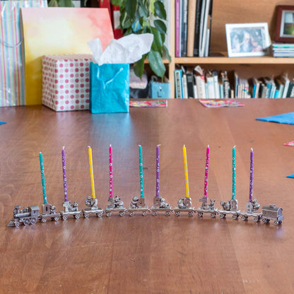 DANFORTH – Birthday Train (1- Raccoon) – Candleholder - Handcast Pewter Birthday Party Decorations - Made in USA